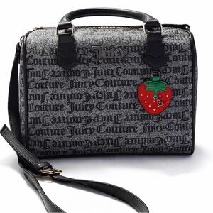 Juicy Couture Black and Gray Satchel with Strawberry Charm